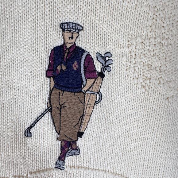 Vintage Expressions Grandpa Knit Sweater Large White Crewneck Golf Grandpacore - Picture 4 of 8